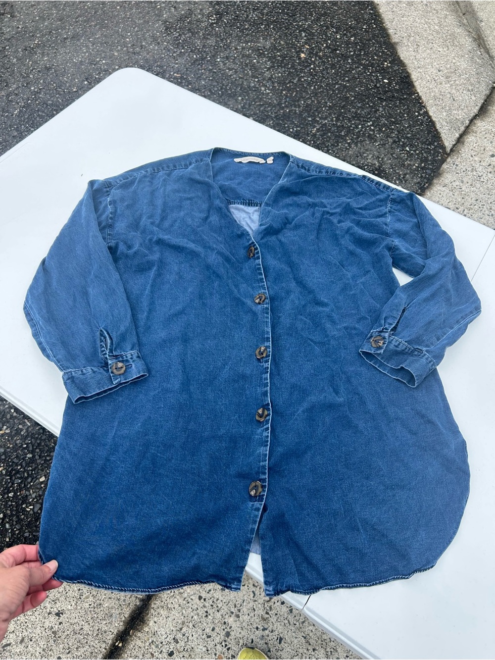 Soft Surroundings Blue Denim Button-Front Blouse